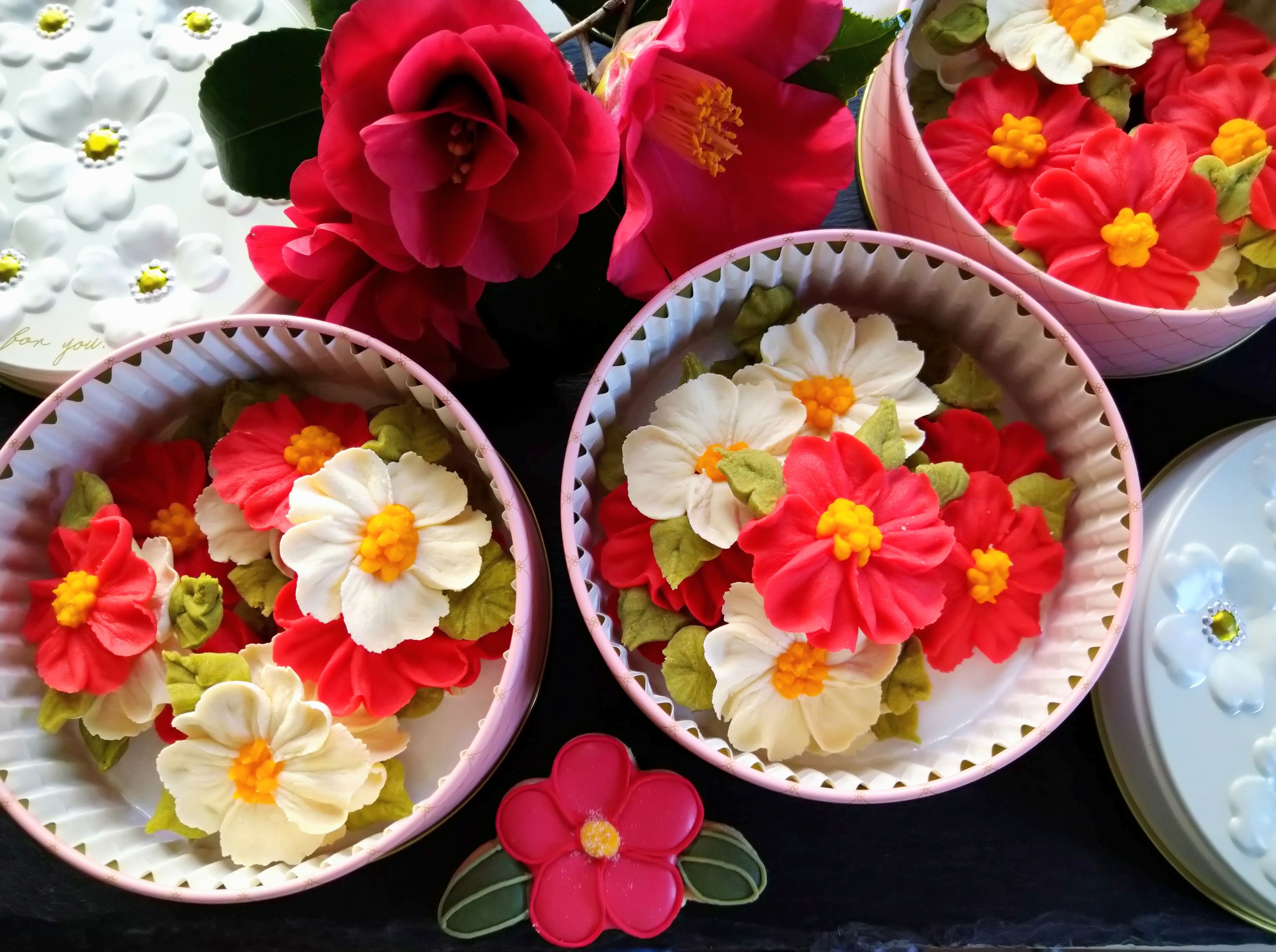 カフェオリ　赤椿　花モチーフリング 不定期値下げカフェオリ赤椿花モチーフリング