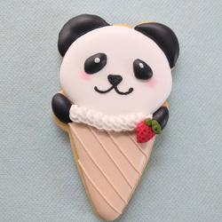 「Creema限定」パンダ来日50周年!パンダのアイスクリームのアイシングクッキー※その他のアニマルでも!※白砂糖不使用 2枚目の画像