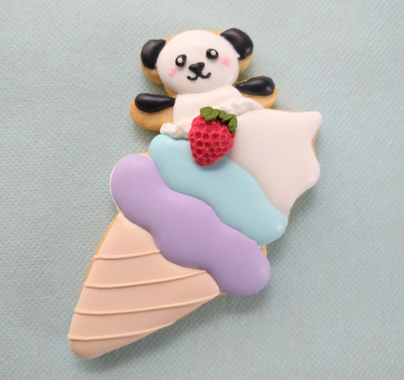 「Creema限定」パンダ来日50周年!パンダのアイスクリームのアイシングクッキー※その他のアニマルでも!※白砂糖不使用 3枚目の画像