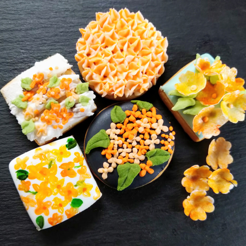再販『Creema限定』秋のお花 金木犀のアイシングクッキー