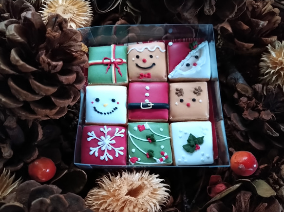 『Creema限定クリスマス2023』スクエアアイシングクッキー。選べる!ビジュー缶※身体に優しいアイシングクッキー 4枚目の画像