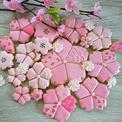 『桜ハンドメイド2023』「身体に優しい！」春色桜のアイシングクッキー 大きな桜のクッキー 1枚目の画像