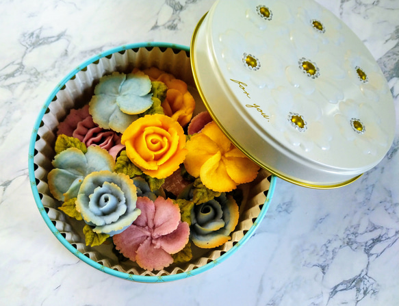 ギフトセット！食べられるお花！とお花の入浴剤！あんフラワークッキー！餡子のお花のクッキー、お花セット。敬老の日にも 6枚目の画像