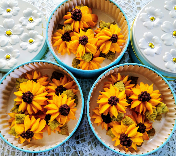 ひまわりのあんフラワークッキー！食べられるお花！夏のプレゼントにも。身体に優しい！餡子で出来た可愛いお花のクッキー 3枚目の画像