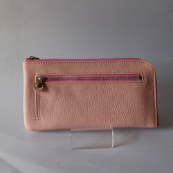 イタリアンレザー　ピンクの長財布 1枚目の画像