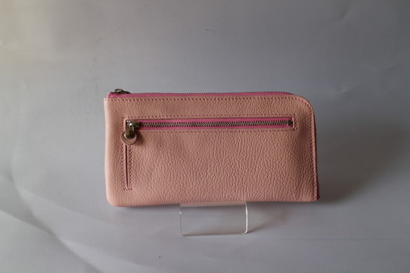イタリアンレザー　ピンクの長財布 1枚目の画像