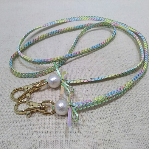 リボンレイのショルダーストラップ－コットンパール仕上げ ネック