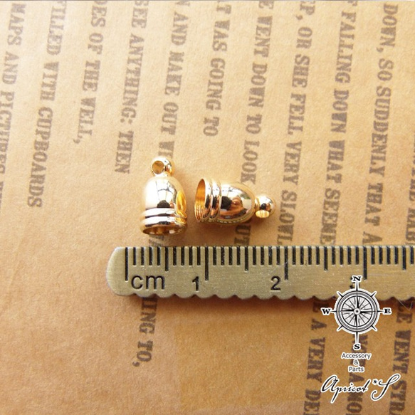 【20個】 小さめ 約9×6ｍｍ タッセル キャップ パーツ 金具（ 金色 / ゴールド ）金属製 エンドパーツ カツラ 2枚目の画像