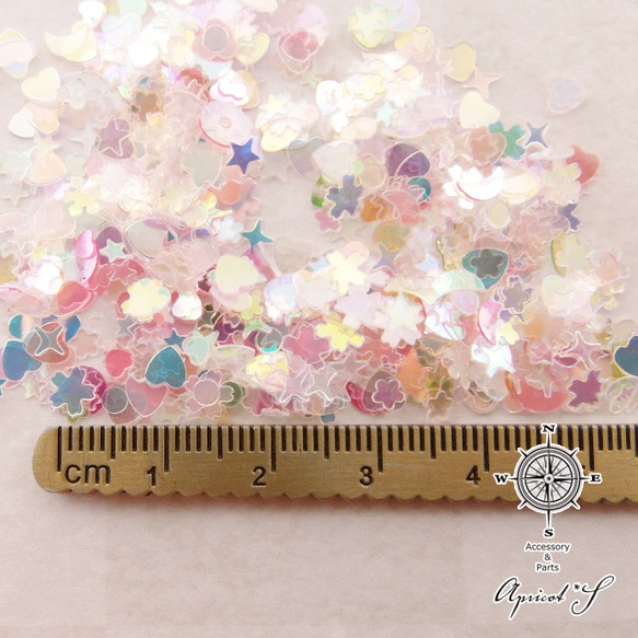 ホログラム ミックス 約5ｇ 【 ゆめかわ ◇ ピンク × クリア 系 】( ハート / 星 / 月 / 桜 ) 3枚目の画像