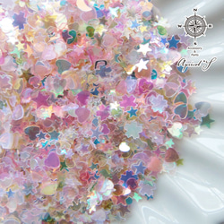 ホログラム ミックス 約5ｇ 【 ゆめかわ ◇ ピンク × クリア 系 】( ハート / 星 / 月 / 桜 ) 2枚目の画像