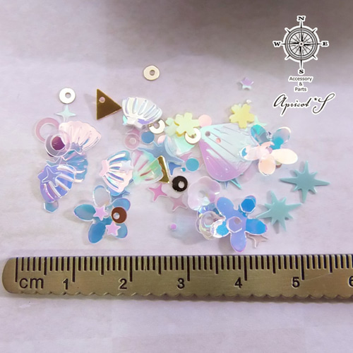 スパンコール ◇ ホログラム ミックス 約12g 【 マリン ブルー 系