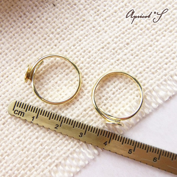 【2個】 指輪 フリーリング 貼り付け パーツ 金具 （ 浅金色 / ゴールド ） リング 台座 平皿 3枚目の画像