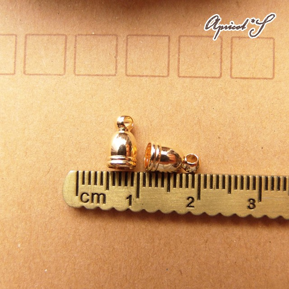 【20個】 小さめ 約9×5ｍｍ タッセル キャップ パーツ 金具（ 金色 / ゴールド ）金属製 エンドパーツ カツラ 2枚目の画像