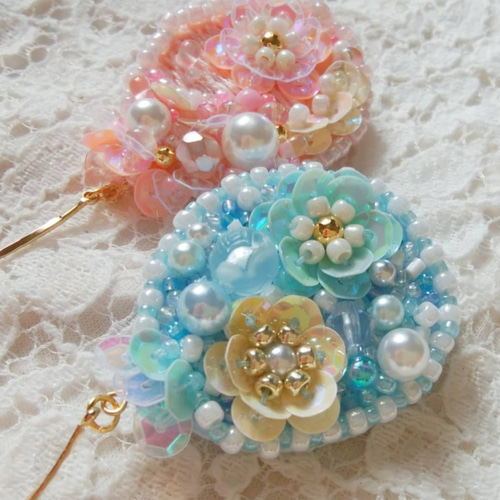 激レア☆JewelCraft☆トゥースパール☆パステルカラーの花束ブローチ ジュエリス フラワーブーケ パール クリスタル ブローチ | 幸せ