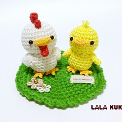 パープルうさちゃん＆紫のバラのあみぐるみキーホルダー／バッグ