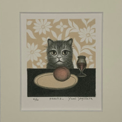 【PeachⅡ】リトグラフ4版4色　#版画　#ねこ　#シート販売　#インテリア 2枚目の画像