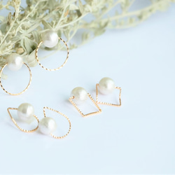 cotton pearl pierce　コットンパールのピアス 1枚目の画像