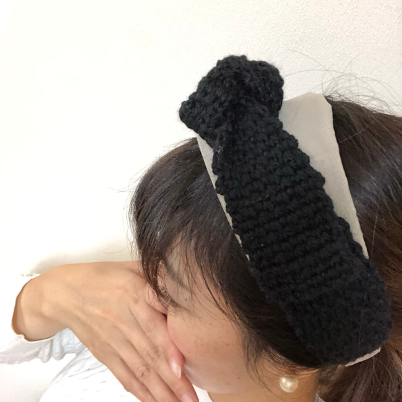 Knit ribbon hair band 5枚目の画像