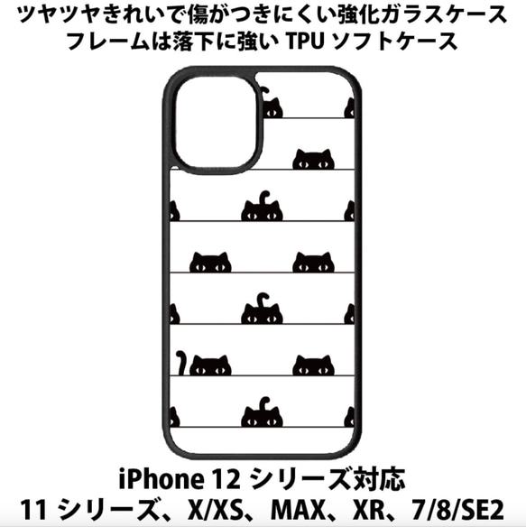 送料無料 iPhone13シリーズ対応 背面強化ガラスケース ネコテキスタイル4 poaw cat ネコ ねこ 1枚目の画像