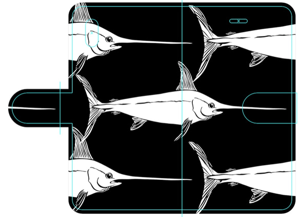 新品送料無料 iPhoneケース 手帳型 カジキマグロ3 1枚目の画像