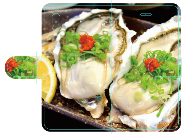 新品送料無料 iPhoneケース 手帳型 生牡蠣 1枚目の画像