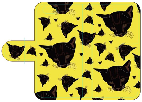 新品送料無料 iPhoneケース 手帳型 目つきの悪い猫 黄色 ねこ ネコ CAT キャット neko 1枚目の画像