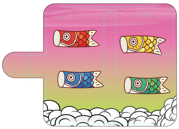 新品送料無料 iPhoneケース 手帳型 鯉のぼり こい CARP カープ 1枚目の画像
