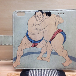 即納送料無料 iPhoneケース 手帳型 相撲 すもう sumo 1枚目の画像