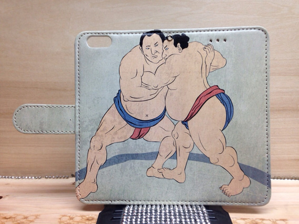 即納送料無料 iPhoneケース 手帳型 相撲 すもう sumo 1枚目の画像