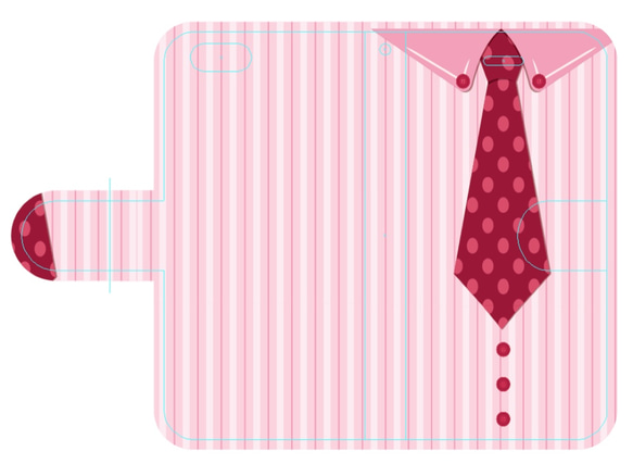 新品送料無料 iPhoneケース 手帳型　Yシャツ　ピンク 1枚目の画像