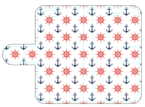 新品送料無料 iPhoneケース 手帳型　イカリと舵 1枚目の画像