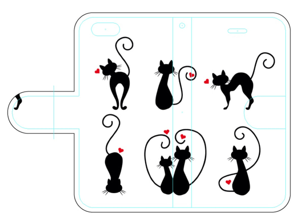 新品送料無料 iPhoneケース 手帳型　黒猫 1枚目の画像