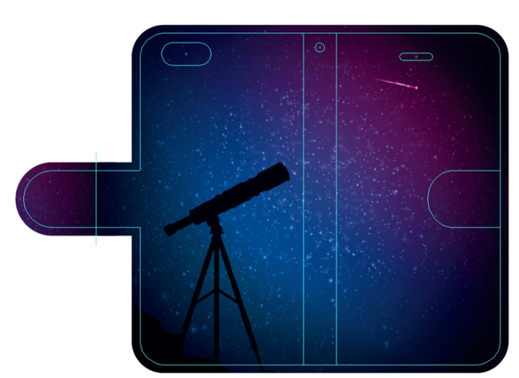 新品送料無料 iPhoneケース 手帳型　天体観測 1枚目の画像