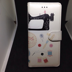 新品送料無料iPhoneケース　手帳型　裁縫道具 2枚目の画像