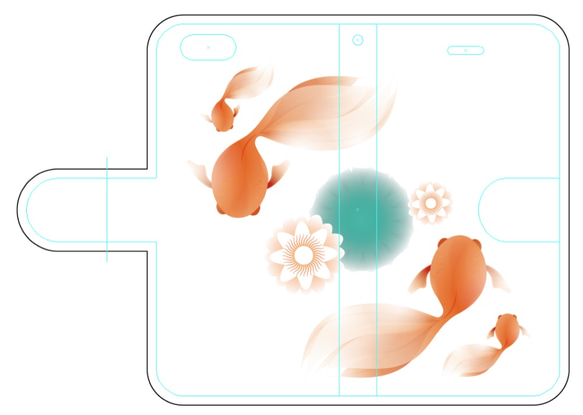 新品送料無料iPhoneケース　手帳型　金魚 1枚目の画像