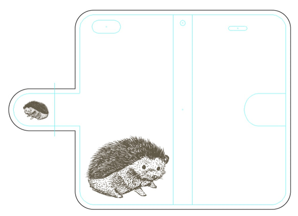 新品送料無料iPhoneケース　手帳型　ハリネズミ 1枚目の画像