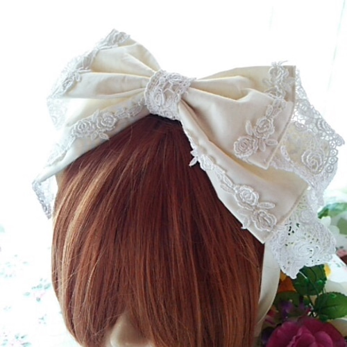 ☆SALE☆リボン型ヘッドドレス オフホワイト ヘッドドレス