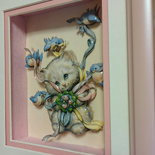 シャドーボックス3Dアート ねこ 立体・オブジェ artcottage シャドーボックス3Dアート ねこ 立体・オブジェ artcottage