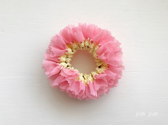 粉色非洲菊髮圈／hair accessories 第2張的照片