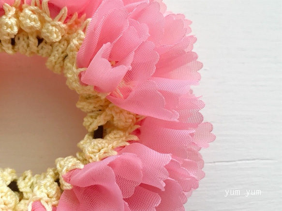 粉色非洲菊髮圈／hair accessories 第3張的照片