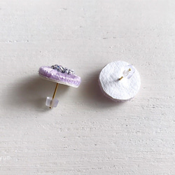 銀蓮花刺繡耳環[紫色] 第3張的照片