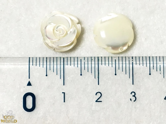 【L-38b】マザーオブパール 薔薇 2個セット　12×6mm 2枚目の画像