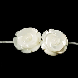 【L-38b】マザーオブパール 薔薇 2個セット　12×6mm 3枚目の画像