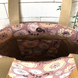再販☆トートバッグ（北欧、綿毛、フラワー）くすみピンク 3枚目の画像