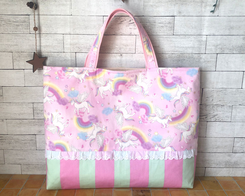 再販☆【受注製作】レッスンバッグ☆手提げバッグ（ユニコーン