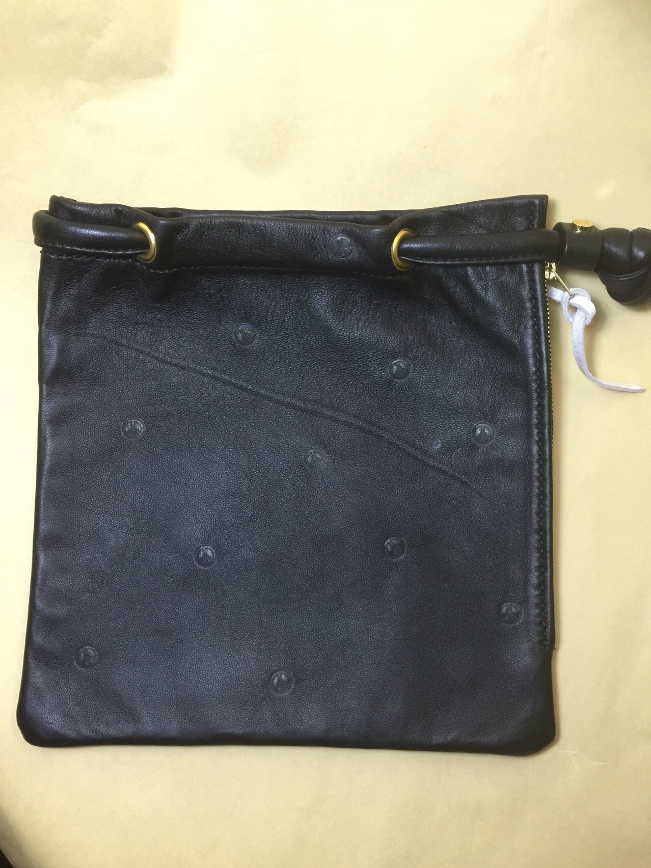 革巾着 羊革(ピースマーク焼印)