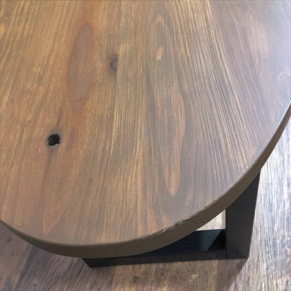 【Creema限定　送料無料】杉の無垢材を使ったローテーブル　45ｘ90cm　オーバル・楕円形　チーク色 3枚目の画像