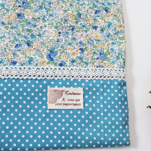 ☆持ち手長め☆ブルー小花柄のレッスンバッグ その他入園グッズ Maokka