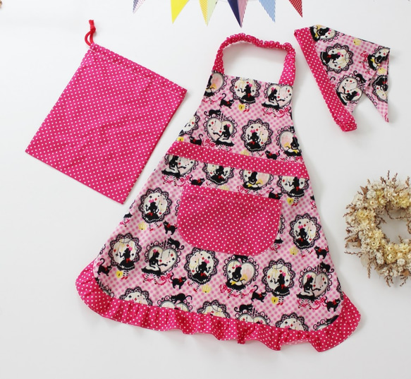 再次上架6 100-120可愛的圍裙鑲粉紅愛麗絲模式 第1張的照片