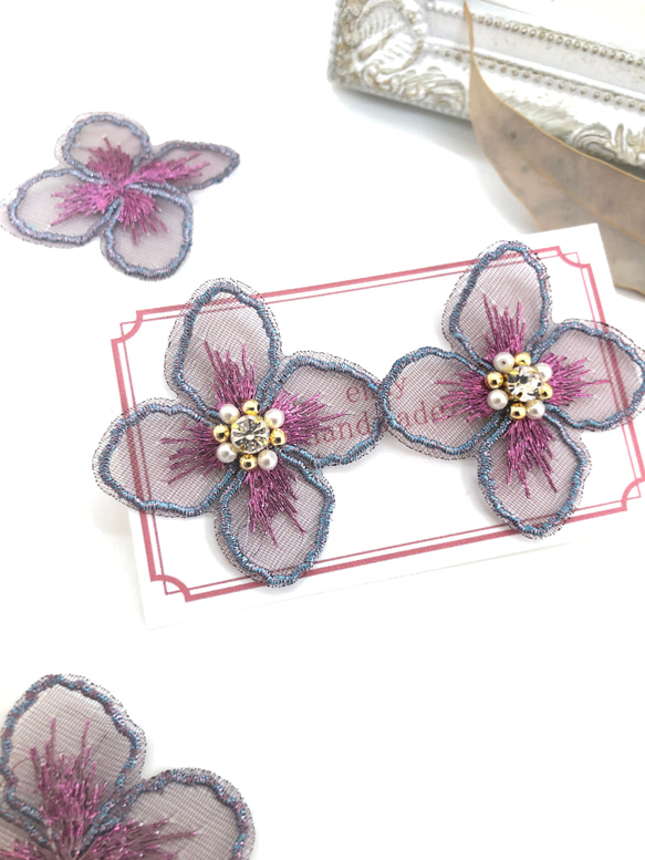 刺繍レース紫陽花(グレーピンク)♡ 2枚目の画像